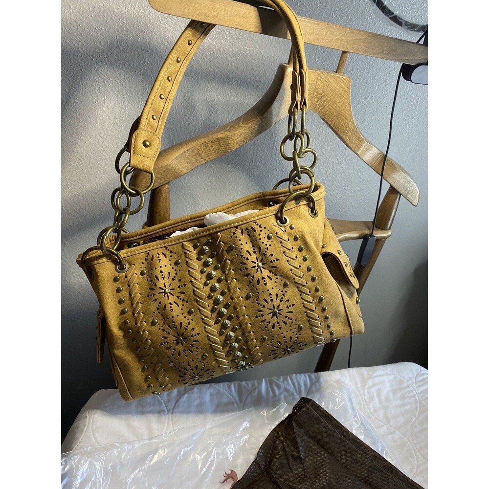 Montana West Concealed Carry Purse Handbag Bling Western Tan NWT
